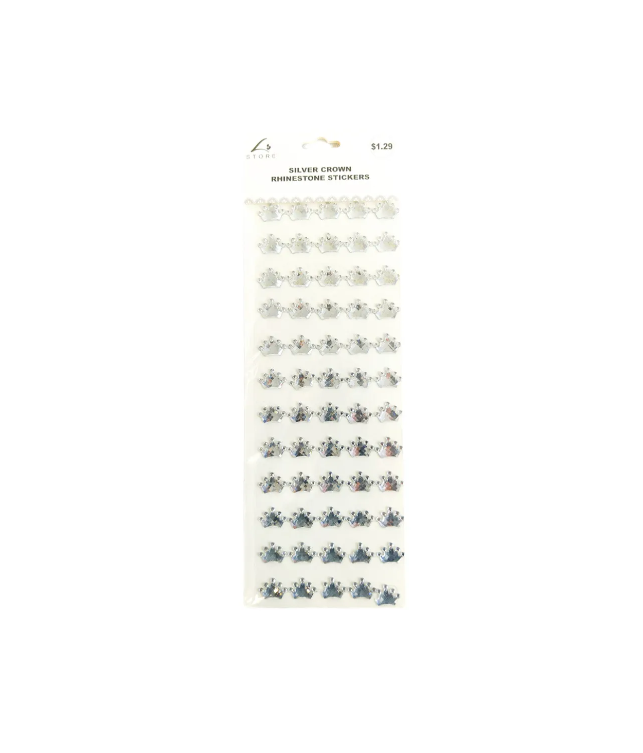 Silver Crown Rhinestone Stickers