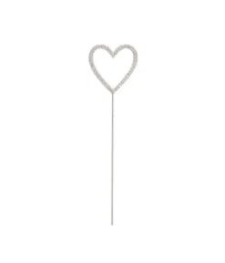 Silver Diamante Cake Topper Heart