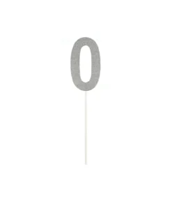 Silver Glitter Cake Topper Number 0