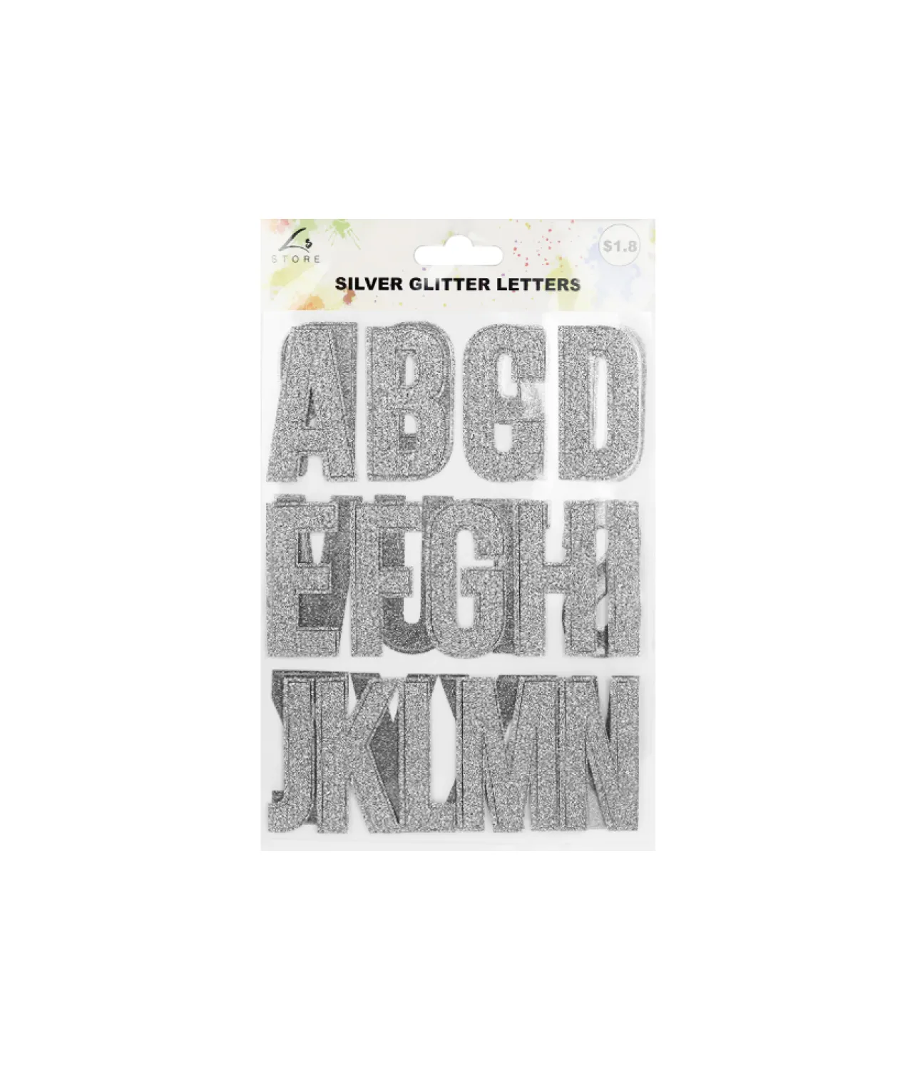 Silver Glitter Letter Stickers 26pc