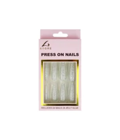 Silver Glitter Press On Nails 24pc