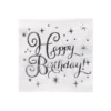 Silver Happy Birthday Large Paper Napkins 20pc