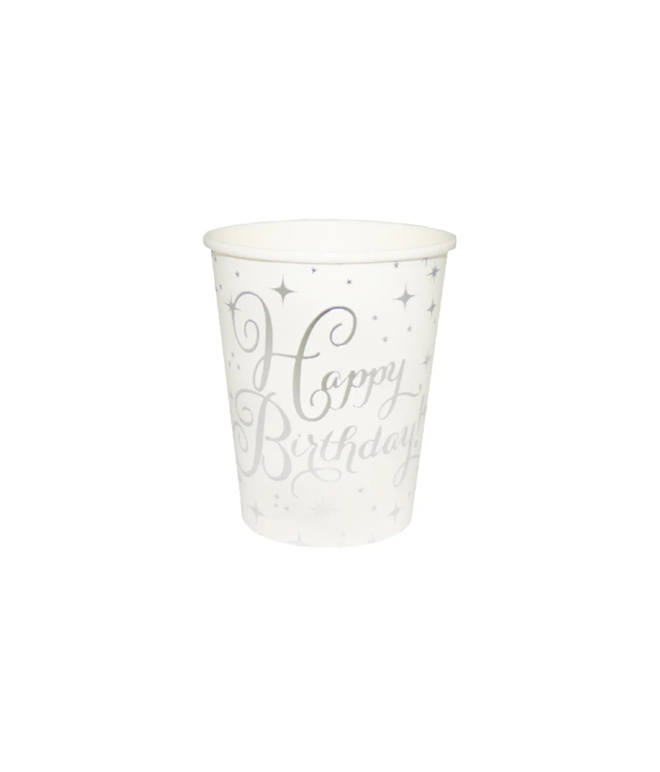 Silver Happy Birthday Paper Cups 20x9oz