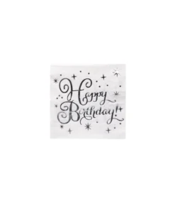 Silver Happy Birthday Paper Napkins 20pc