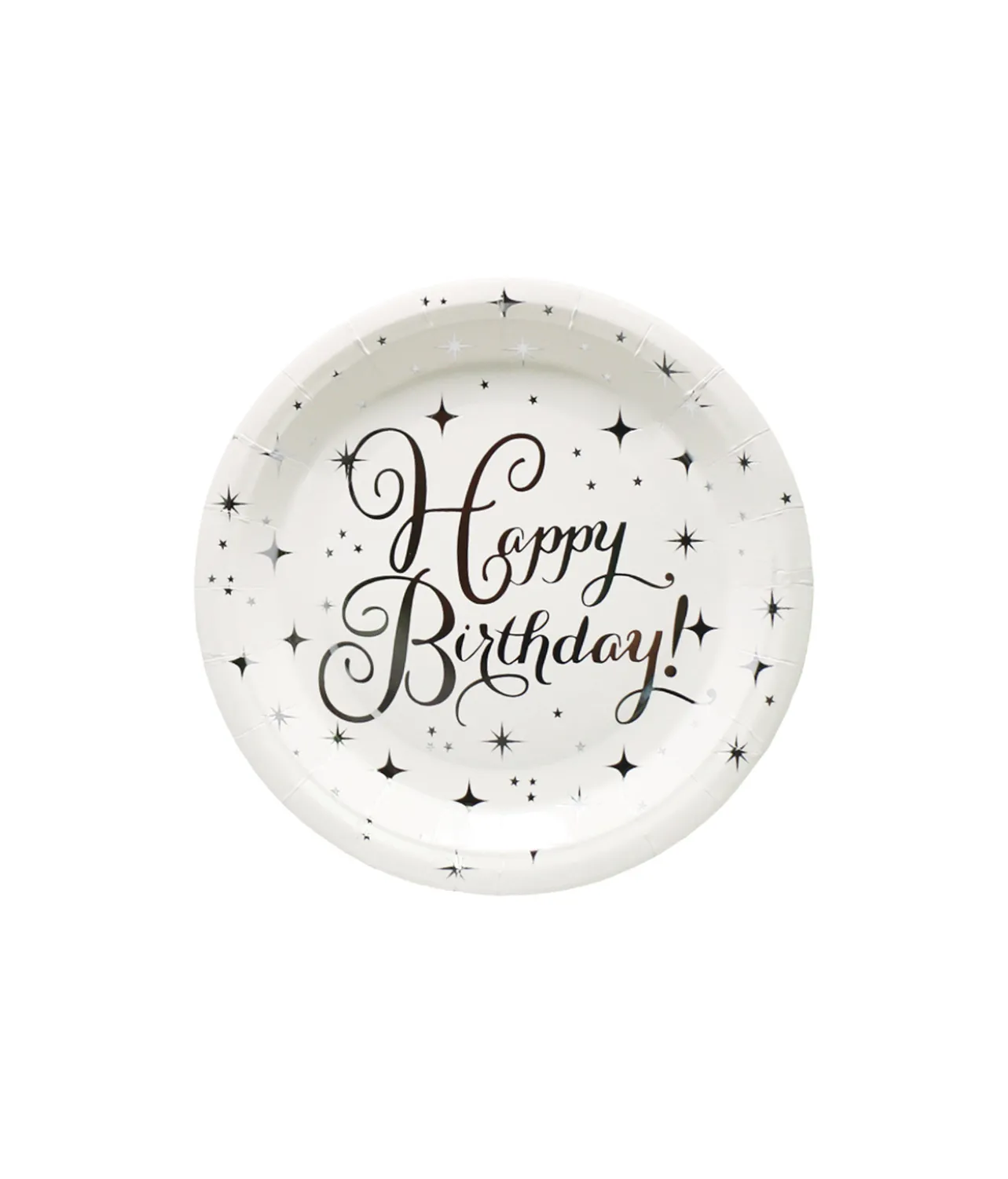 Silver Happy Birthday Paper Plates 12x9in