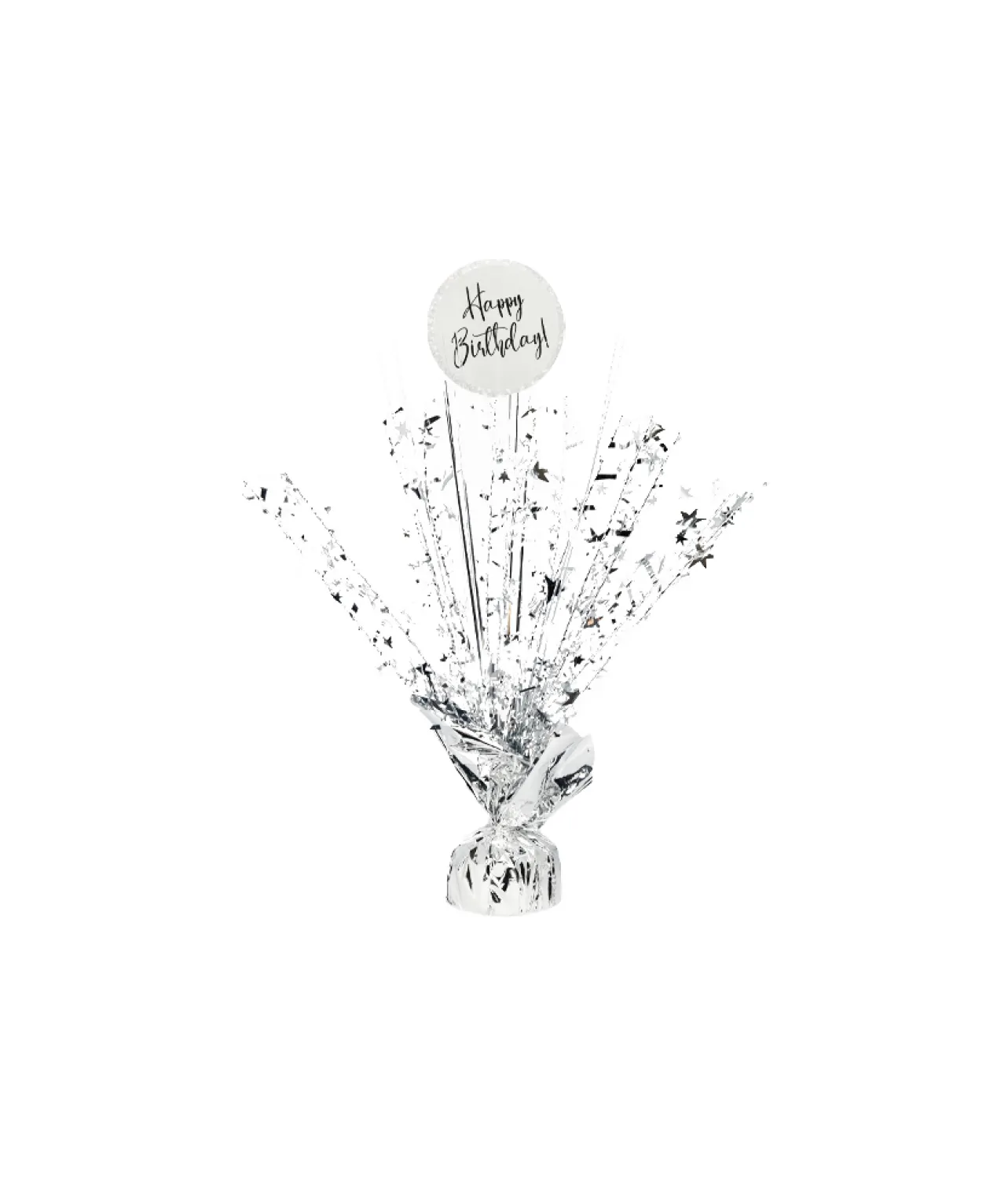 Silver Happy Birthday Table Centerpiece