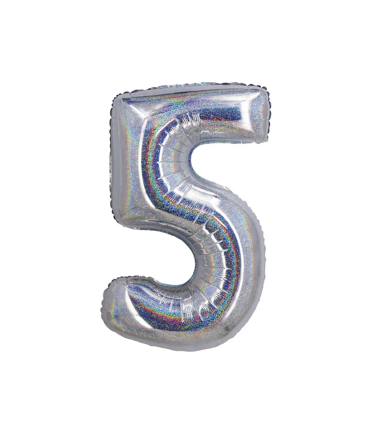 Silver Holographic Foil Number Balloon 5