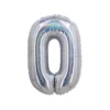 Silver Holographic Foil Number Balloon 0