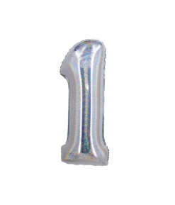 Silver Holographic Foil Number Balloon 1