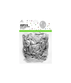Silver Latex Plain Balloons 12inch 20pk