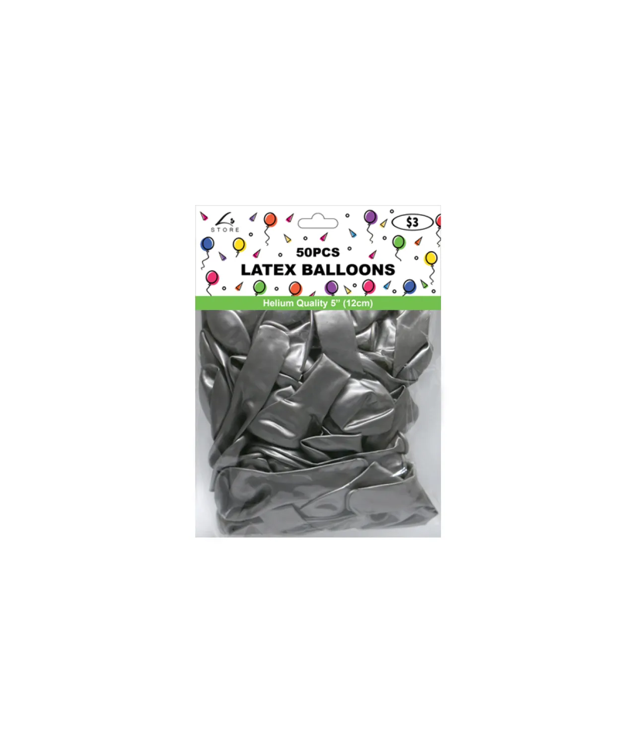 Silver Latex Plain Balloons 5inch 50pk