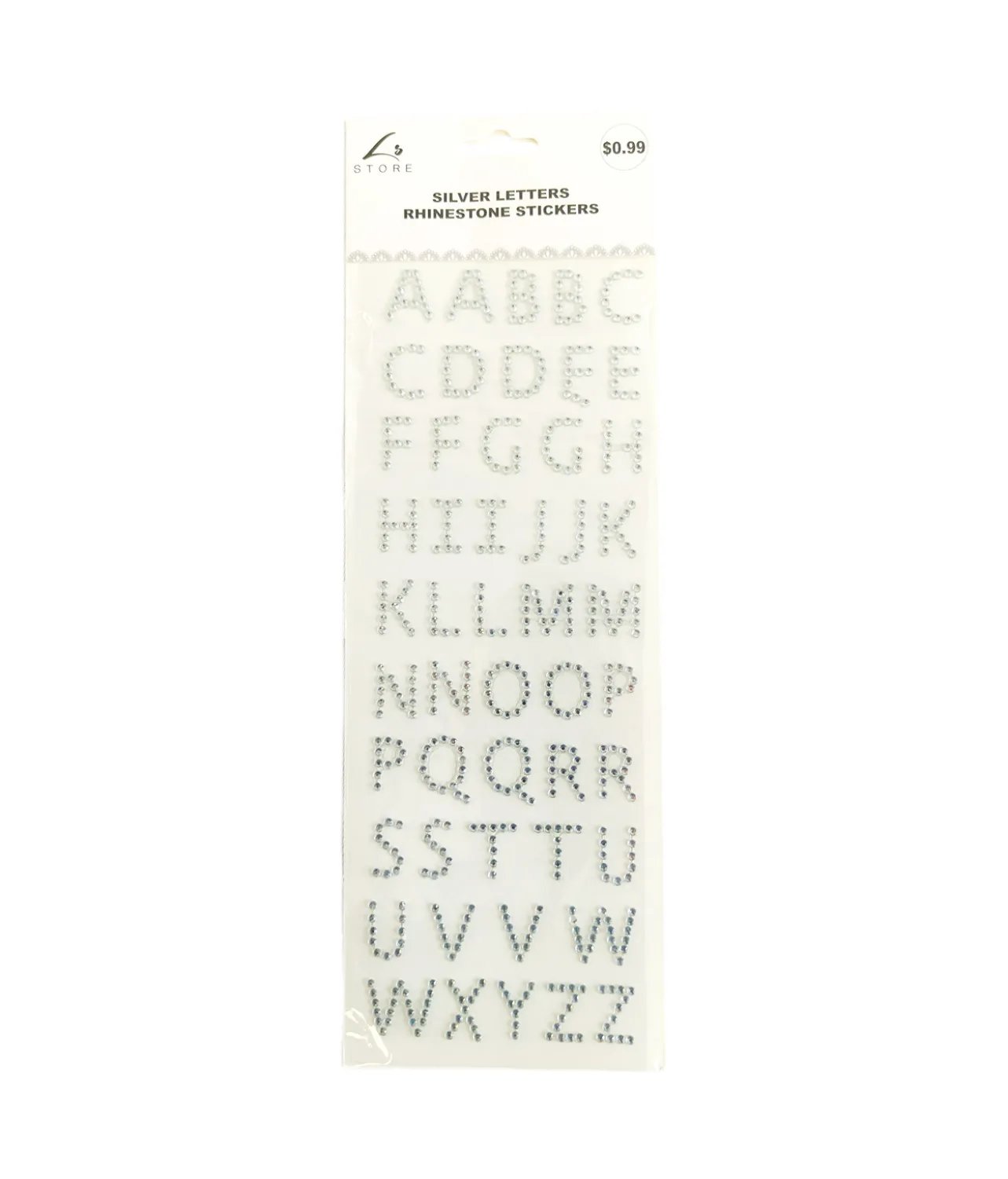 Silver Letters Rhinestone Stickers