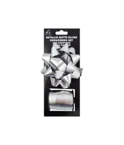 Silver Matte Gift Bow & Ribbon Set