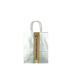 Silver Matte Medium Paper Bags 27cm 3pk