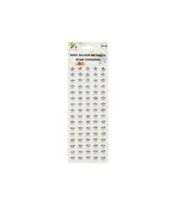 Silver Metallic Star Stickers 80pc