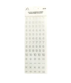 Silver Number Symbol Rhinestone Stickers