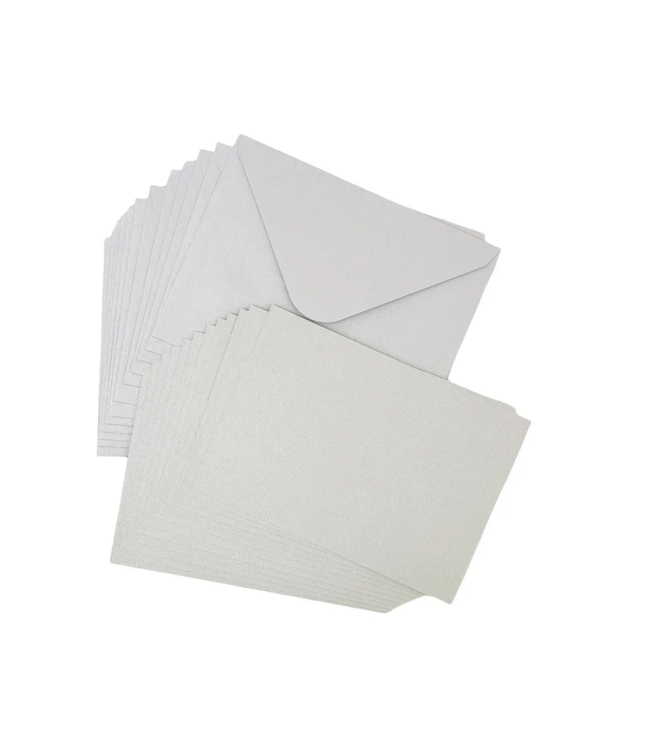 Silver Pearlised Cards & Envelopes Set 12pc