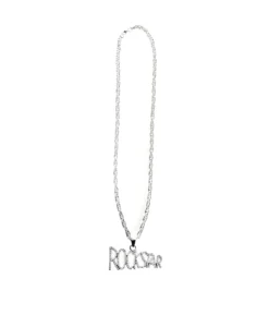 Silver Rock Star Metal Bling Necklace 70cm