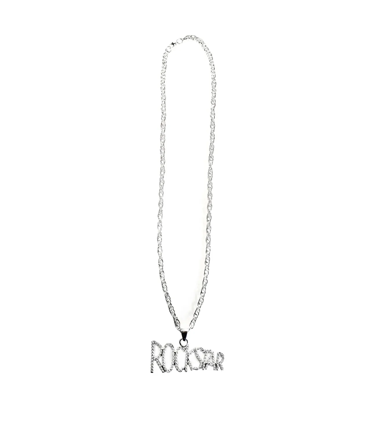 Silver Rock Star Metal Bling Necklace 70cm
