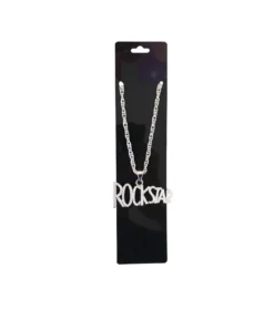 Silver Rock Star Metal Bling Necklace 70cm