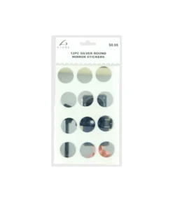 Silver Round Mirror stickers 19.5x10cm 12pc