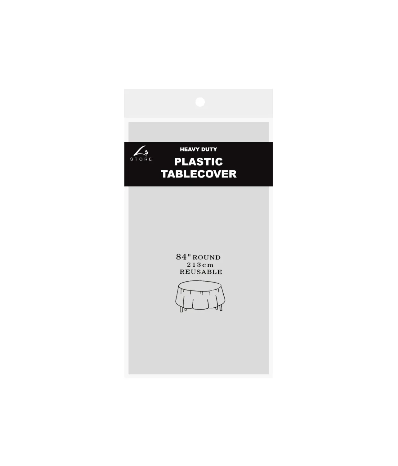 Silver Round Plastic Tablecover 213x213cm