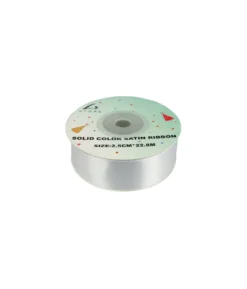 Silver Solid Colour Satin Ribbon 2.5cm