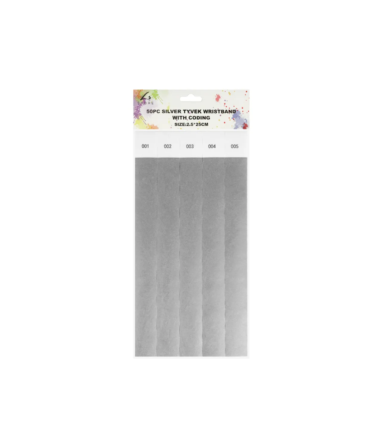 Silver Tyvek Wristbands With Coding 50pc