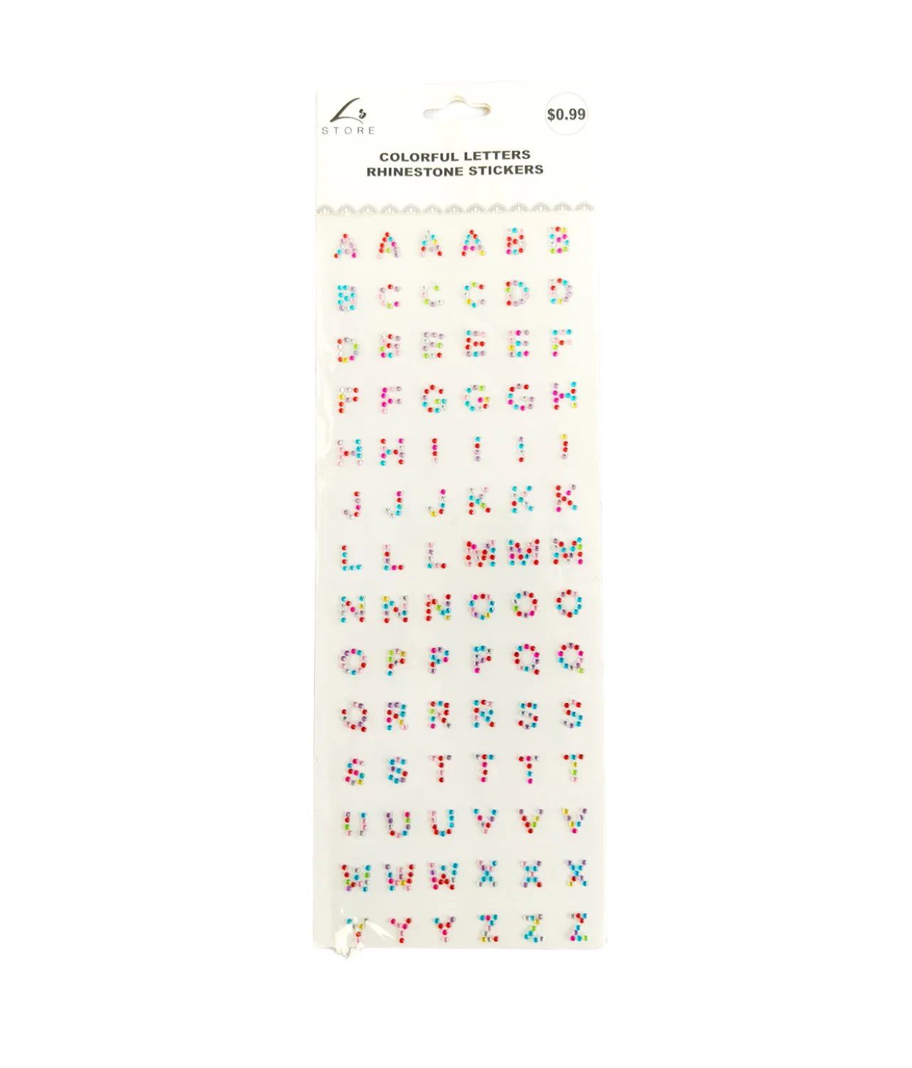 Small Colorful Letters Rhinestone Stickers