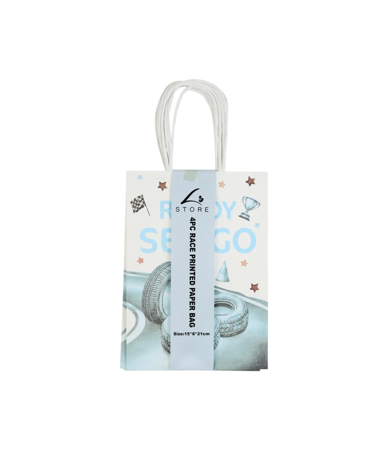 Small Race Printed Paper Bags 4pc