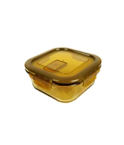 Square Amber Borosilicate Glass Container 520ml