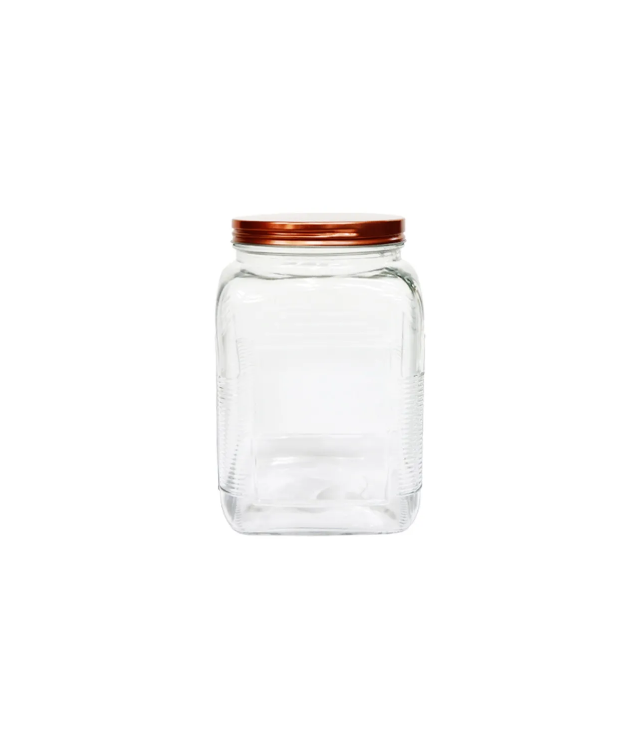 Square Glass Jar With Copper Lid 960ml