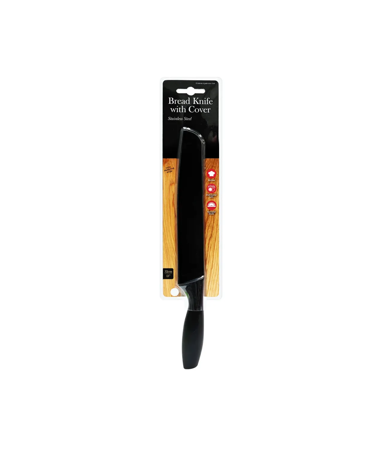 Stainless Steel Bread Knife with Cover 32cm