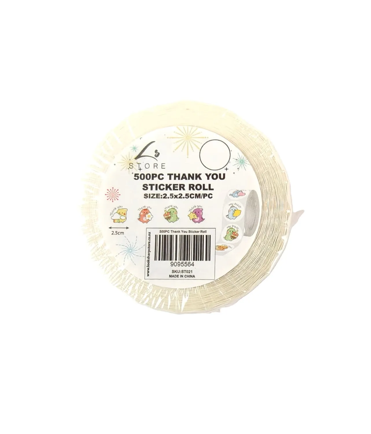 Thank You Dinosaur Sticker Roll 2.5×2.5cm 500pc