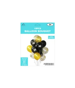 30th Birthday Latex Balloon Bouquet 15pc