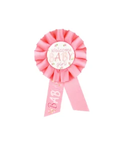 Welcome Baby Girl Badge 8×15.5cm