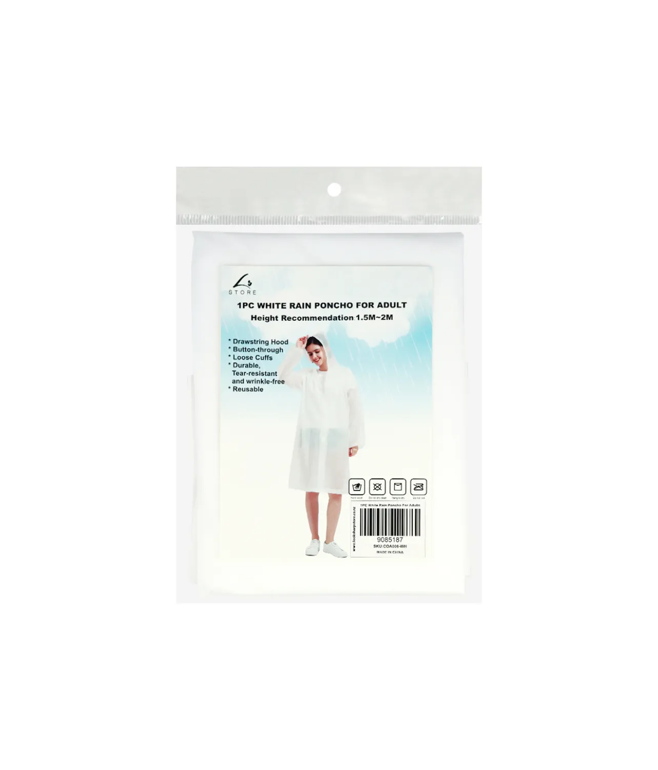 White Adults Rain Poncho 100g
