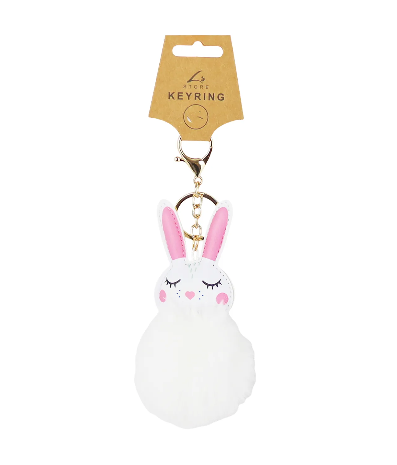White Bunny PomPom Keyring