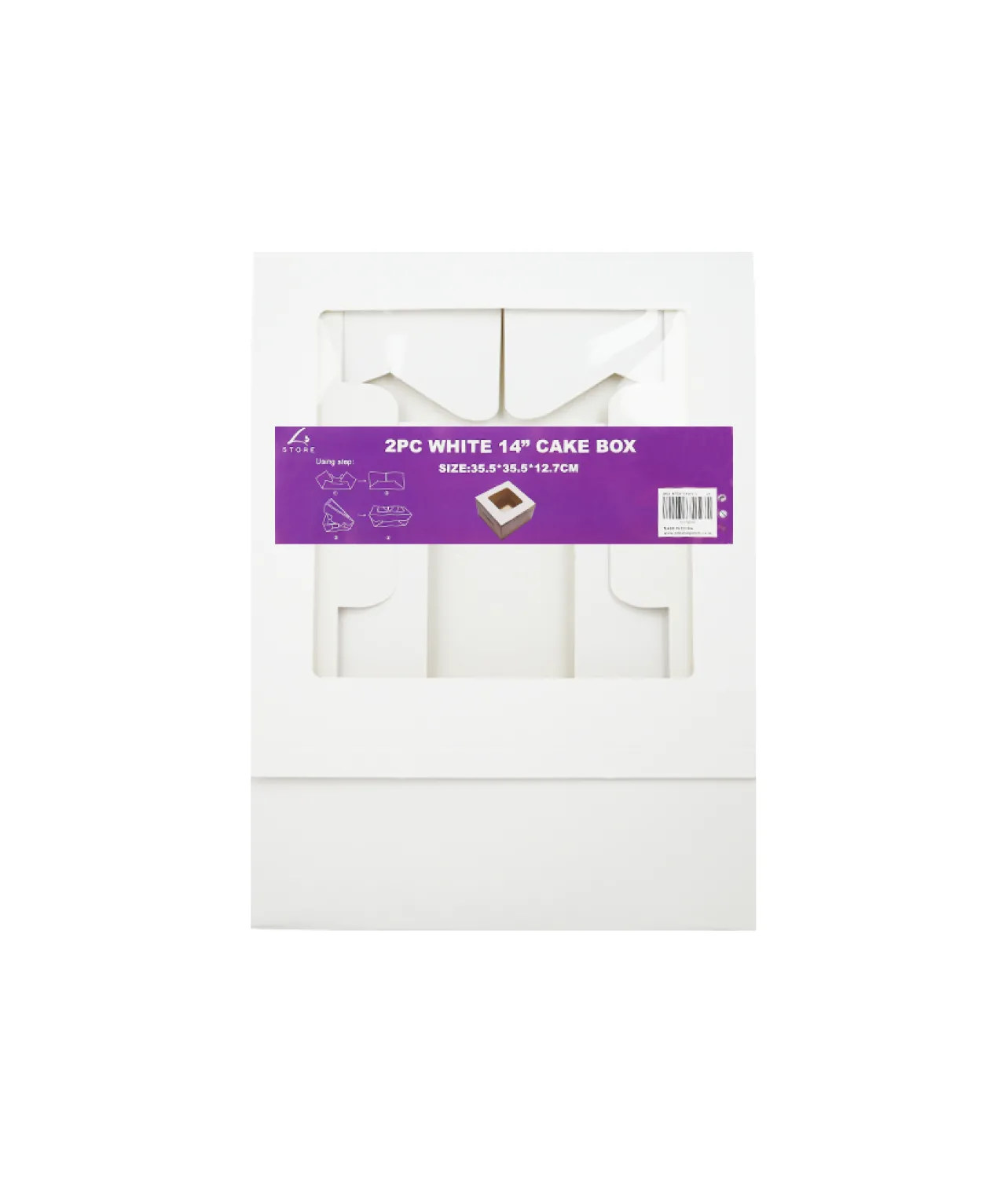 White Cake Box With Window 14in 2pk