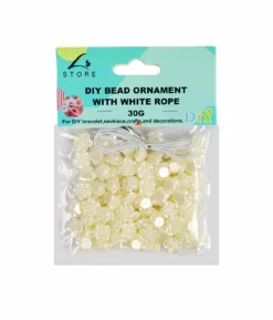White Flowers DIY Bead Ornament With White Rope 30g