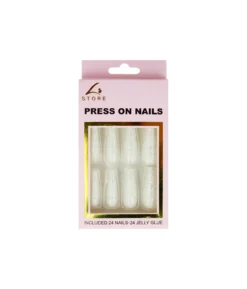 White Glitter Press On Nails 24pc