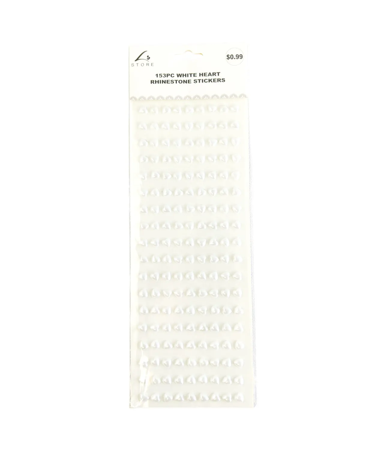 White Heart Rhinestones Stickers 153pc
