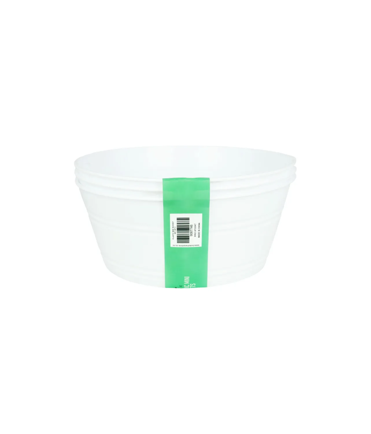 White Mini Plastic Bucket Set 3pk