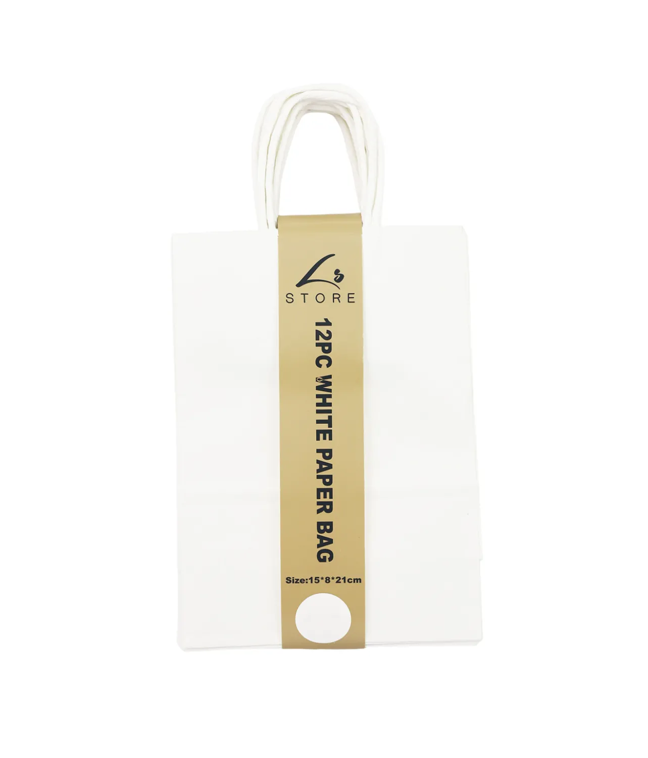 White Paper Bag 12pc 15 x 8 x 21cm