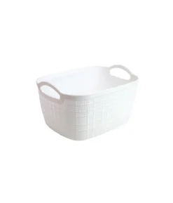 White Plastic Storage Bin With Handle 29.5x22x17cm