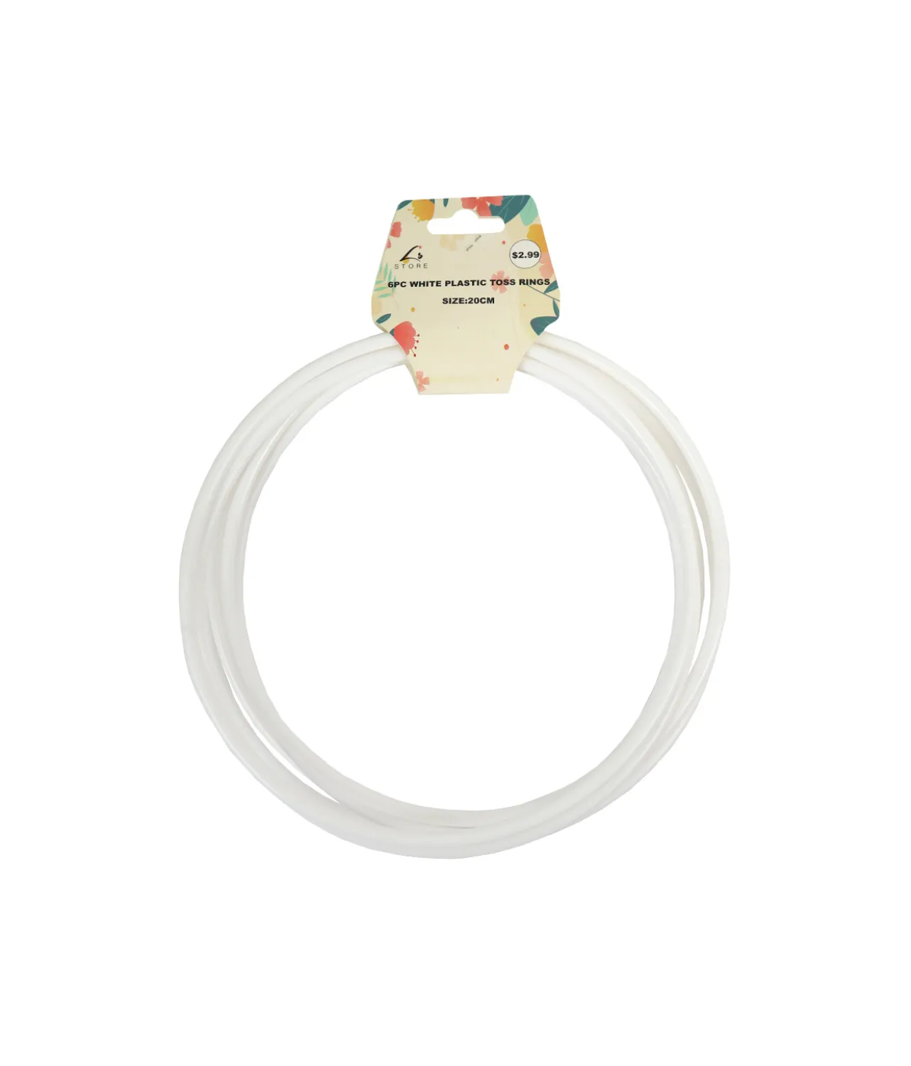 White PP Plastic Toss Rings 20cm 6pc