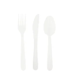 White PP Reusable Cutlery Set 45pc