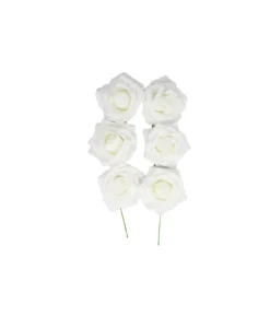 White Rose Artificial Craft Flower 6pc 10cm