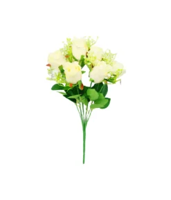 White Rose Bush 9 Heads 38cm