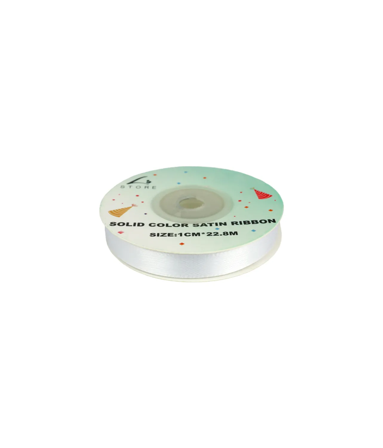 White Solid Colour Satin Ribbon 1cm